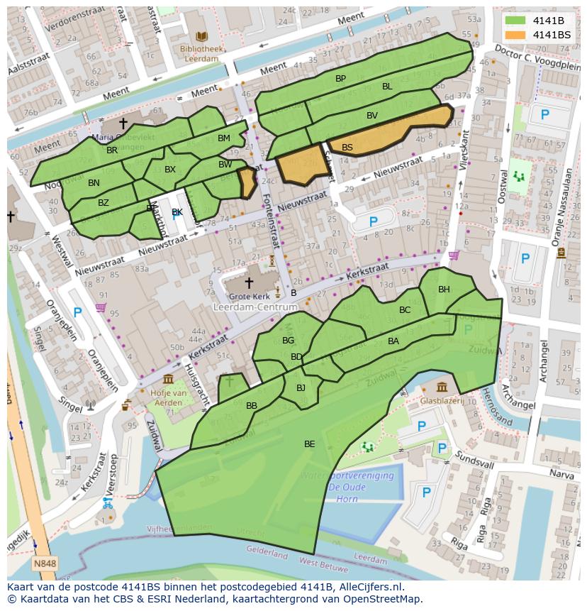 Afbeelding van het postcodegebied 4141 BS op de kaart.