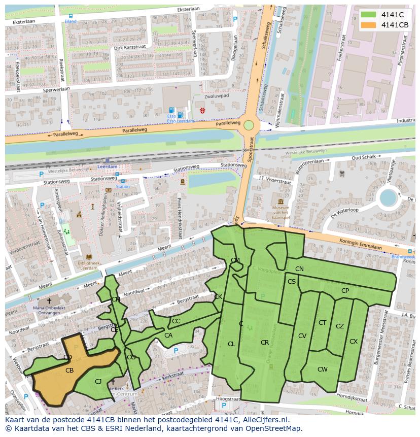 Afbeelding van het postcodegebied 4141 CB op de kaart.