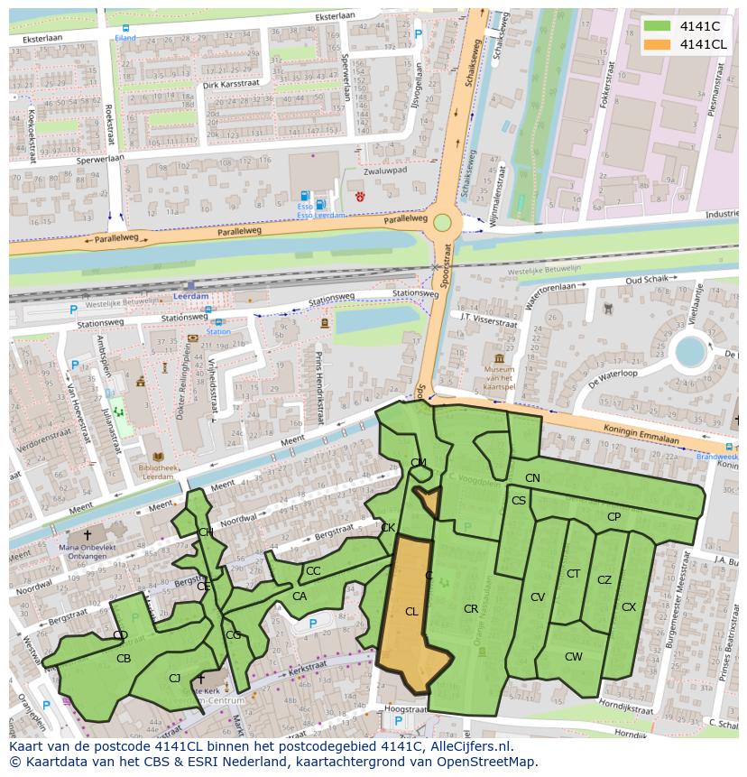 Afbeelding van het postcodegebied 4141 CL op de kaart.