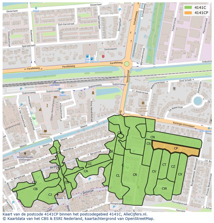 Afbeelding van het postcodegebied 4141 CP op de kaart.