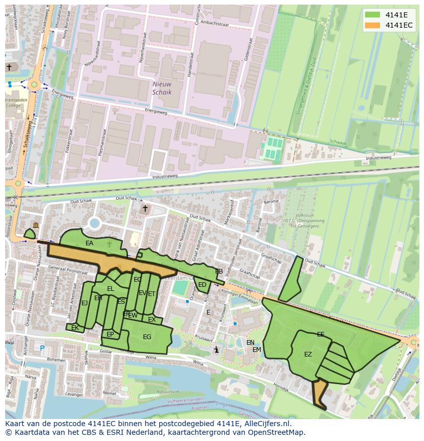 Afbeelding van het postcodegebied 4141 EC op de kaart.