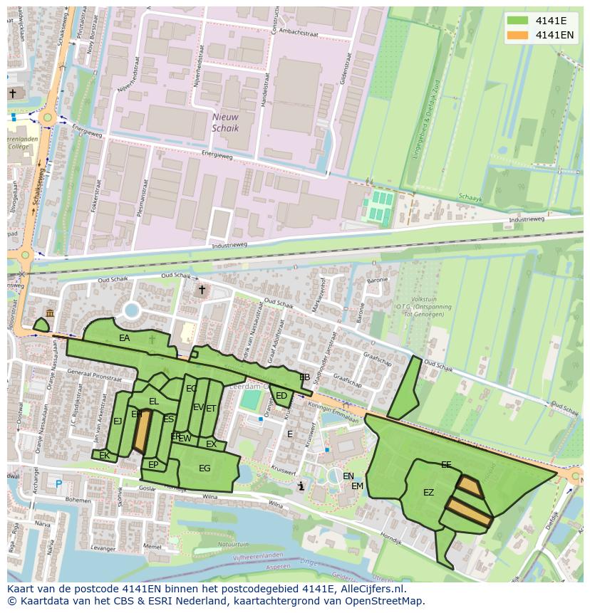 Afbeelding van het postcodegebied 4141 EN op de kaart.