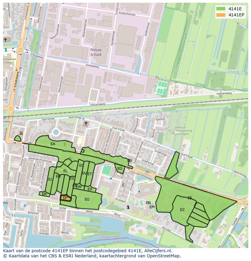 Afbeelding van het postcodegebied 4141 EP op de kaart.