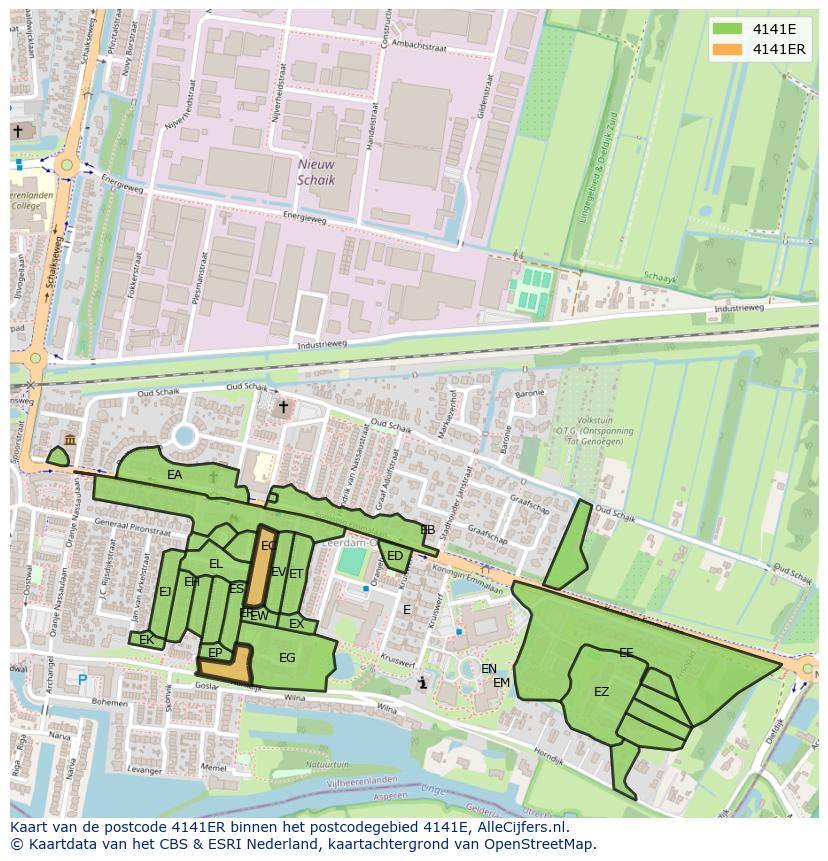 Afbeelding van het postcodegebied 4141 ER op de kaart.