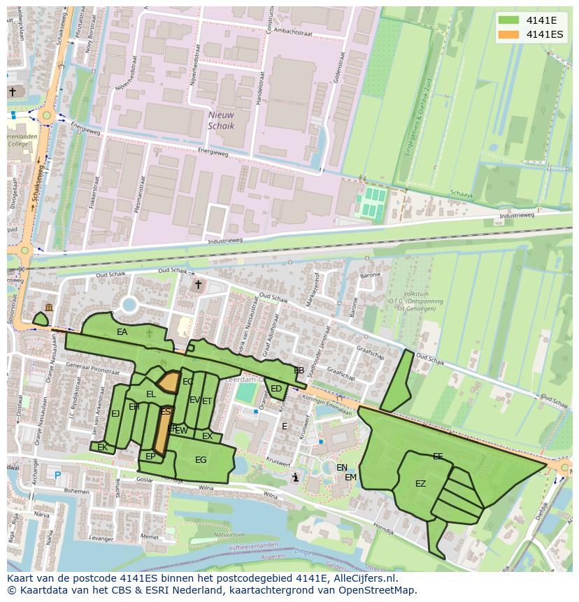 Afbeelding van het postcodegebied 4141 ES op de kaart.