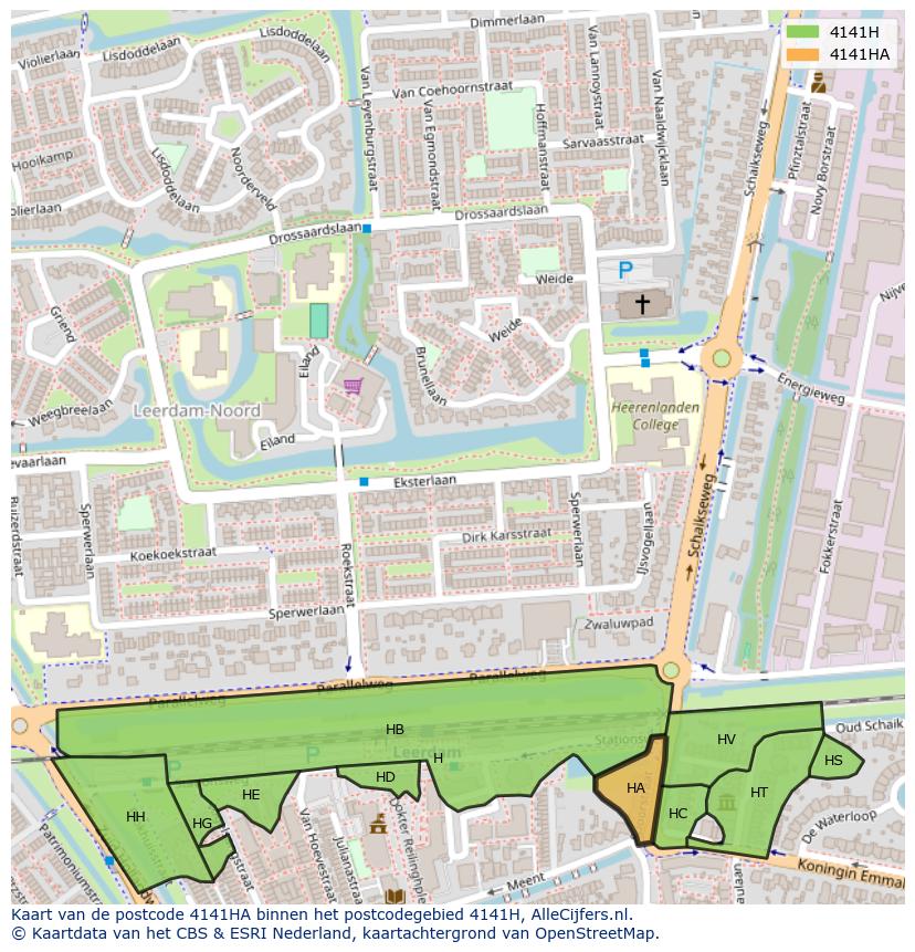 Afbeelding van het postcodegebied 4141 HA op de kaart.