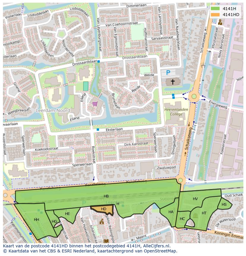 Afbeelding van het postcodegebied 4141 HD op de kaart.