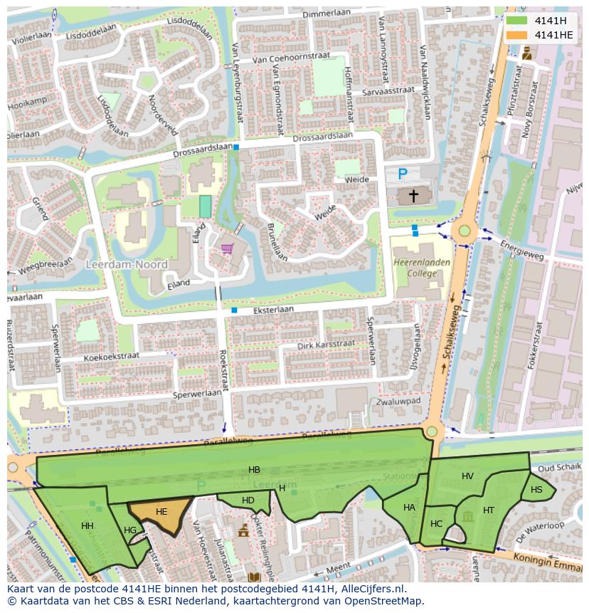 Afbeelding van het postcodegebied 4141 HE op de kaart.