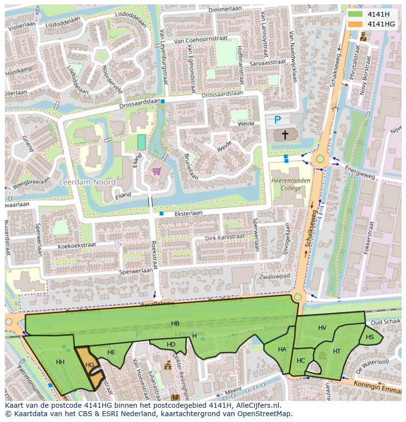 Afbeelding van het postcodegebied 4141 HG op de kaart.