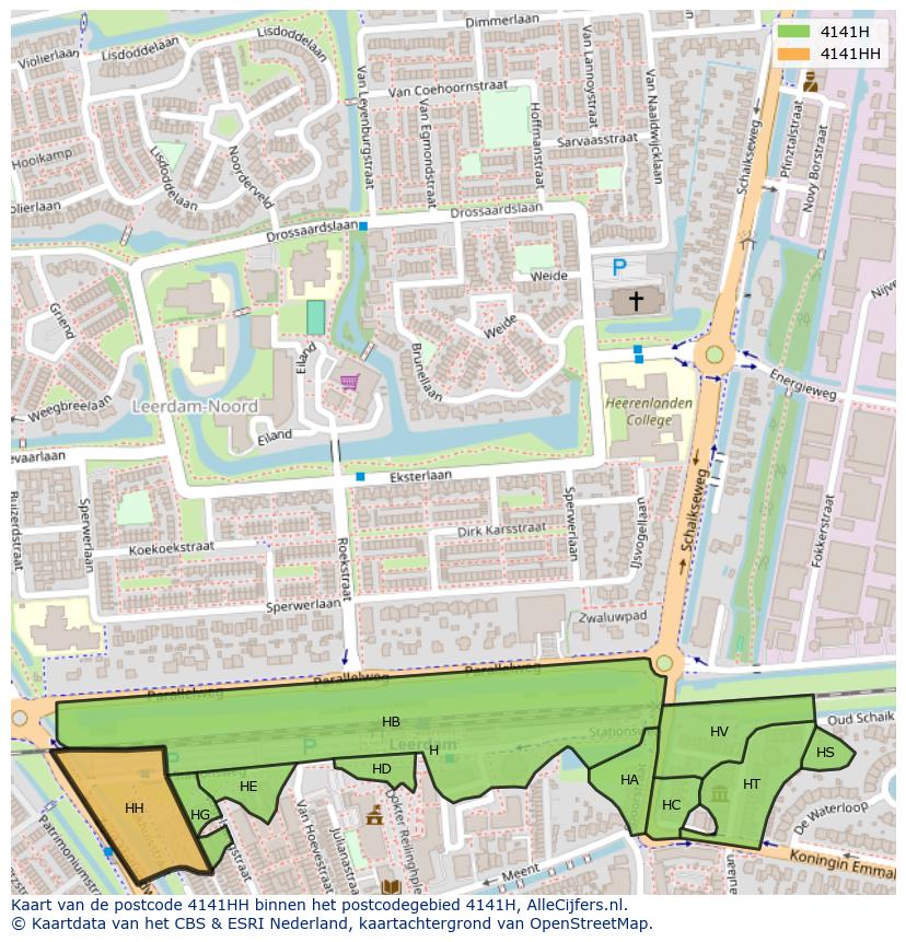 Afbeelding van het postcodegebied 4141 HH op de kaart.