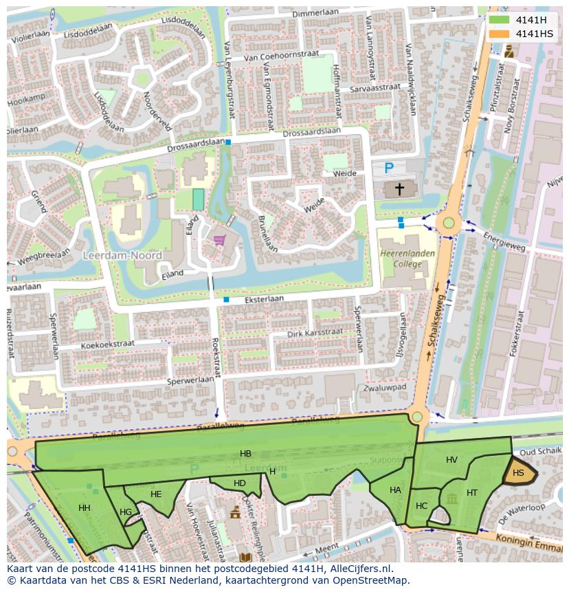 Afbeelding van het postcodegebied 4141 HS op de kaart.