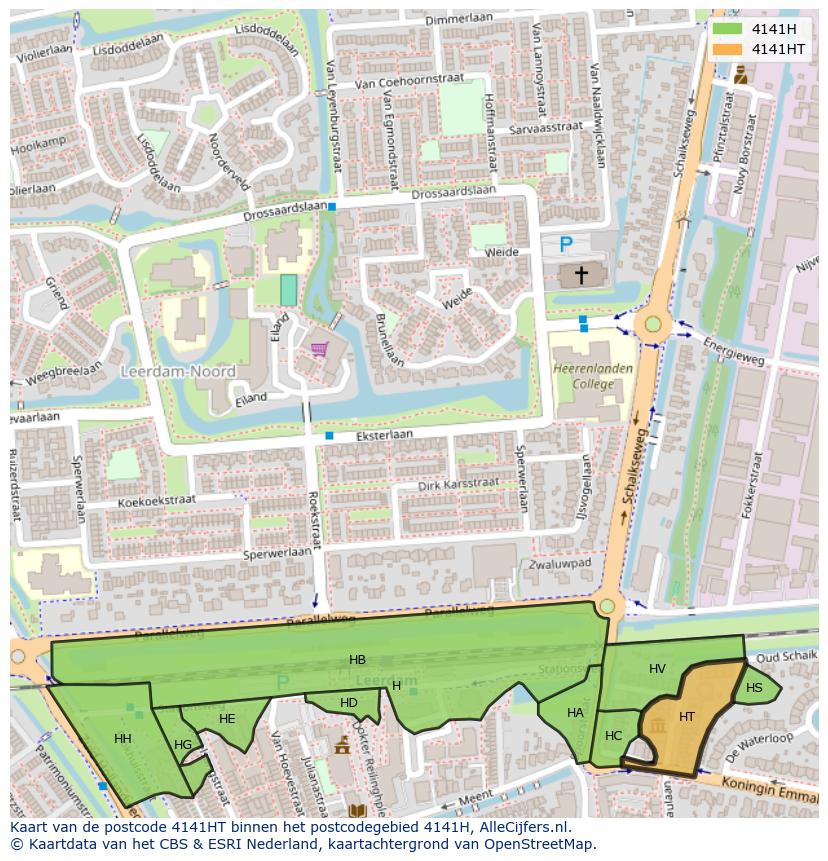 Afbeelding van het postcodegebied 4141 HT op de kaart.
