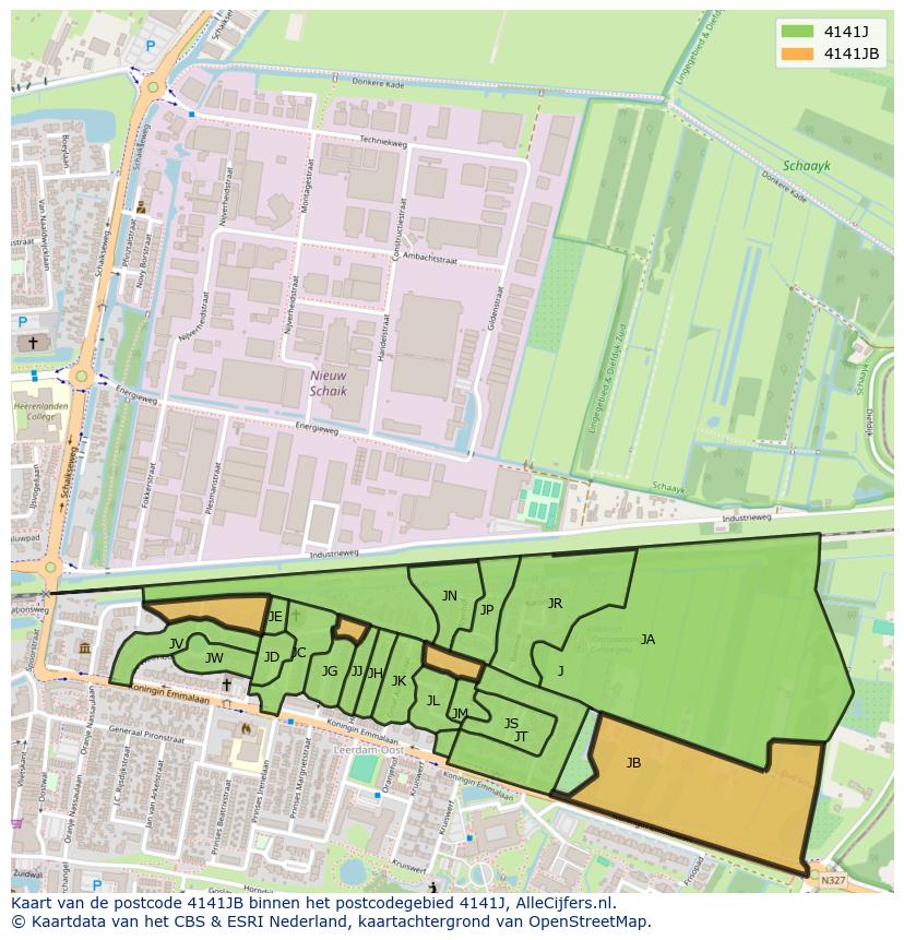 Afbeelding van het postcodegebied 4141 JB op de kaart.