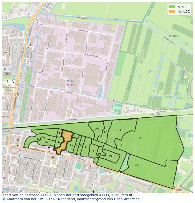 Afbeelding van het postcodegebied 4141 JC op de kaart.