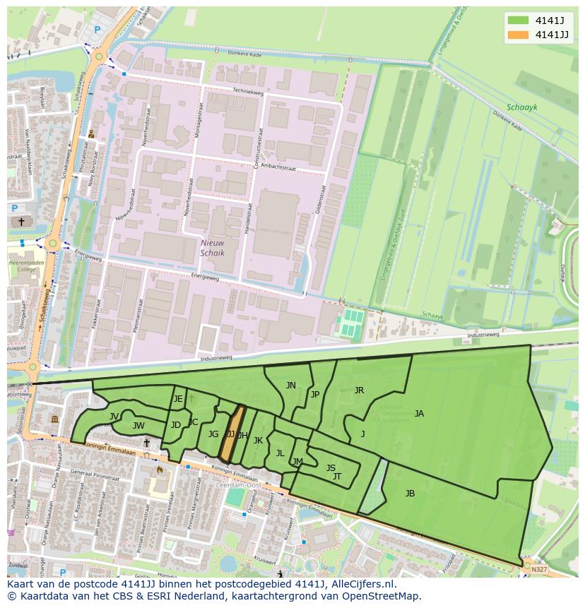 Afbeelding van het postcodegebied 4141 JJ op de kaart.