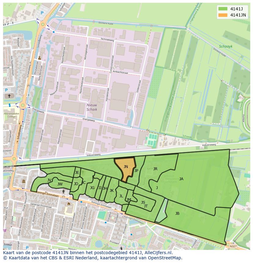 Afbeelding van het postcodegebied 4141 JN op de kaart.