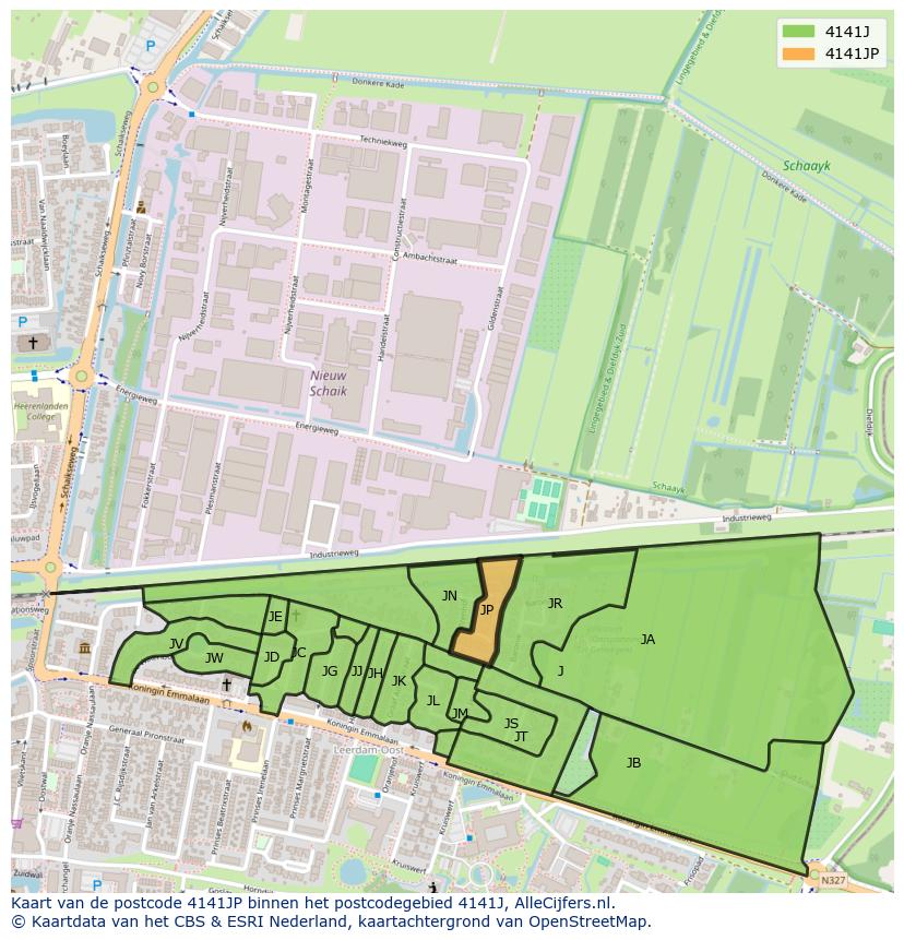 Afbeelding van het postcodegebied 4141 JP op de kaart.