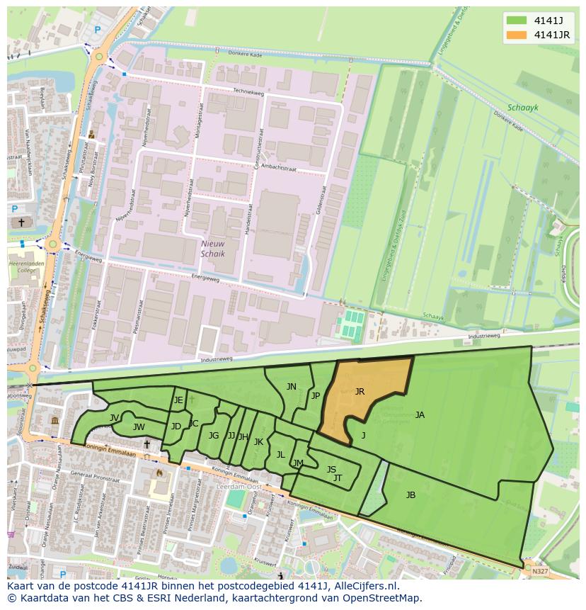 Afbeelding van het postcodegebied 4141 JR op de kaart.