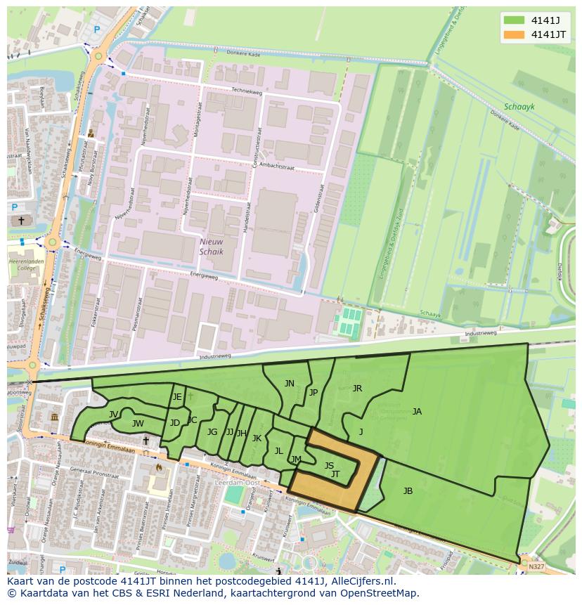 Afbeelding van het postcodegebied 4141 JT op de kaart.