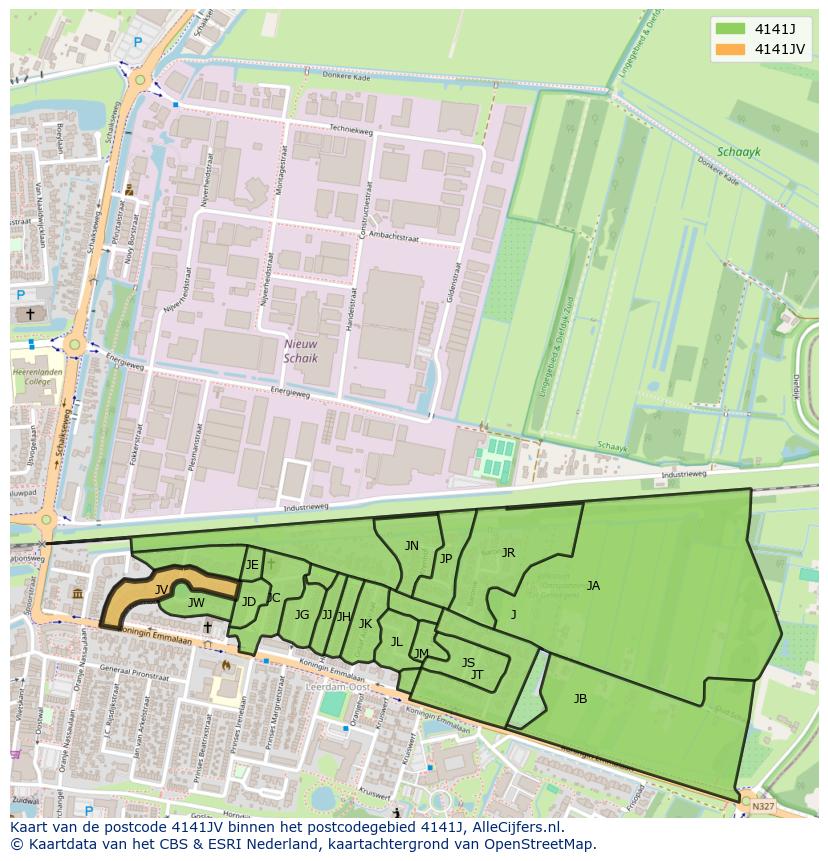 Afbeelding van het postcodegebied 4141 JV op de kaart.