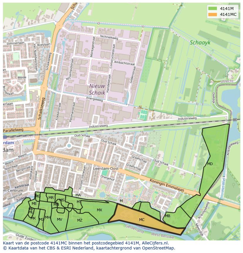 Afbeelding van het postcodegebied 4141 MC op de kaart.