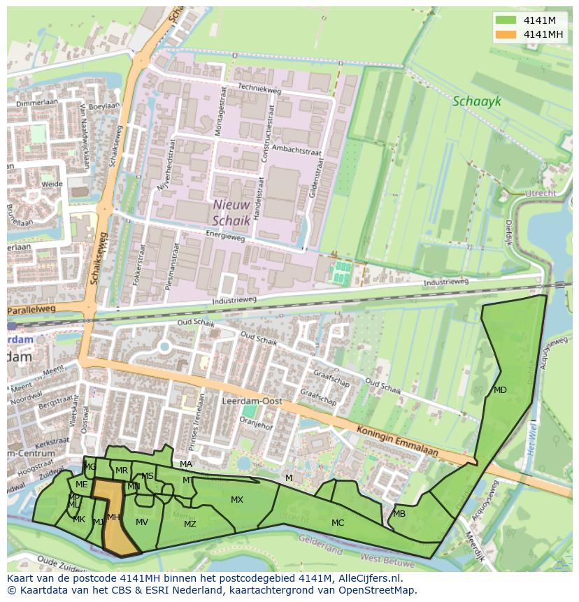 Afbeelding van het postcodegebied 4141 MH op de kaart.