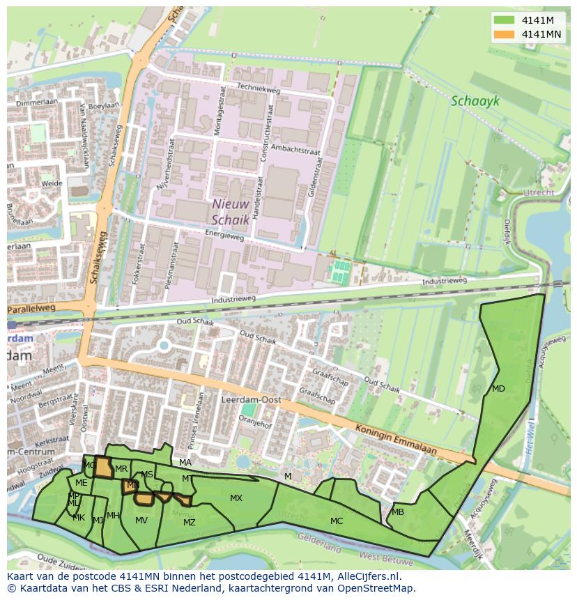 Afbeelding van het postcodegebied 4141 MN op de kaart.