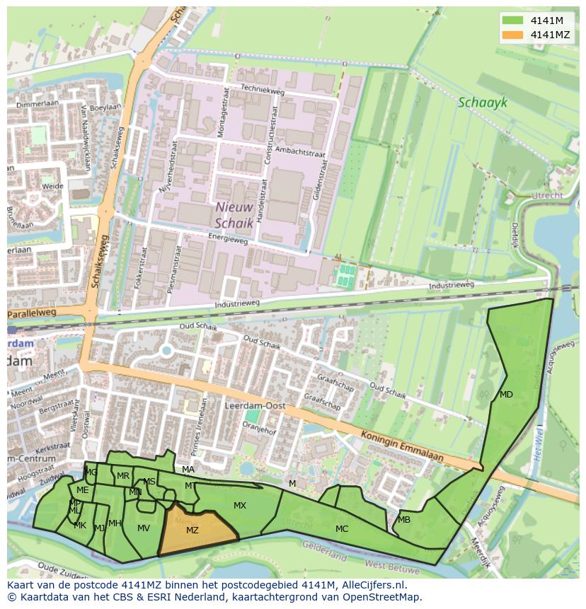 Afbeelding van het postcodegebied 4141 MZ op de kaart.