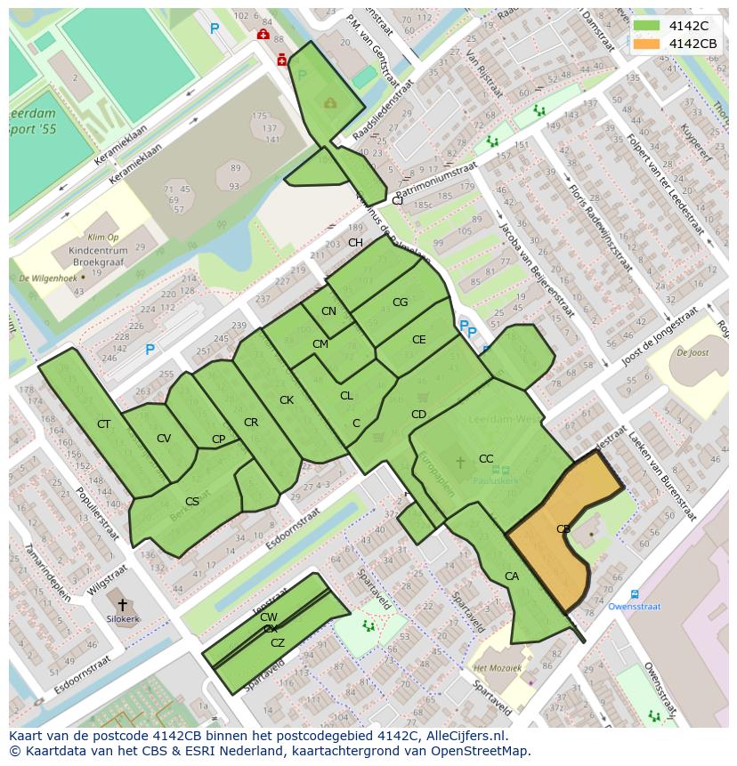 Afbeelding van het postcodegebied 4142 CB op de kaart.