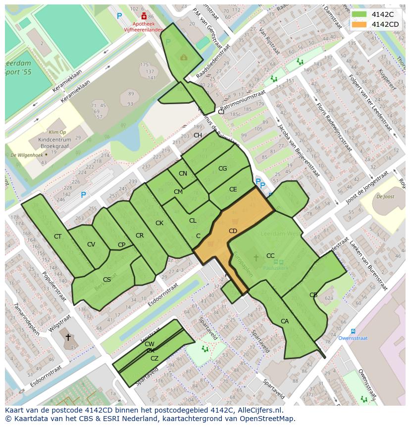 Afbeelding van het postcodegebied 4142 CD op de kaart.