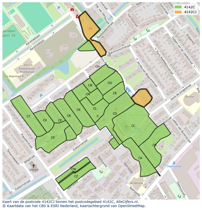 Afbeelding van het postcodegebied 4142 CJ op de kaart.