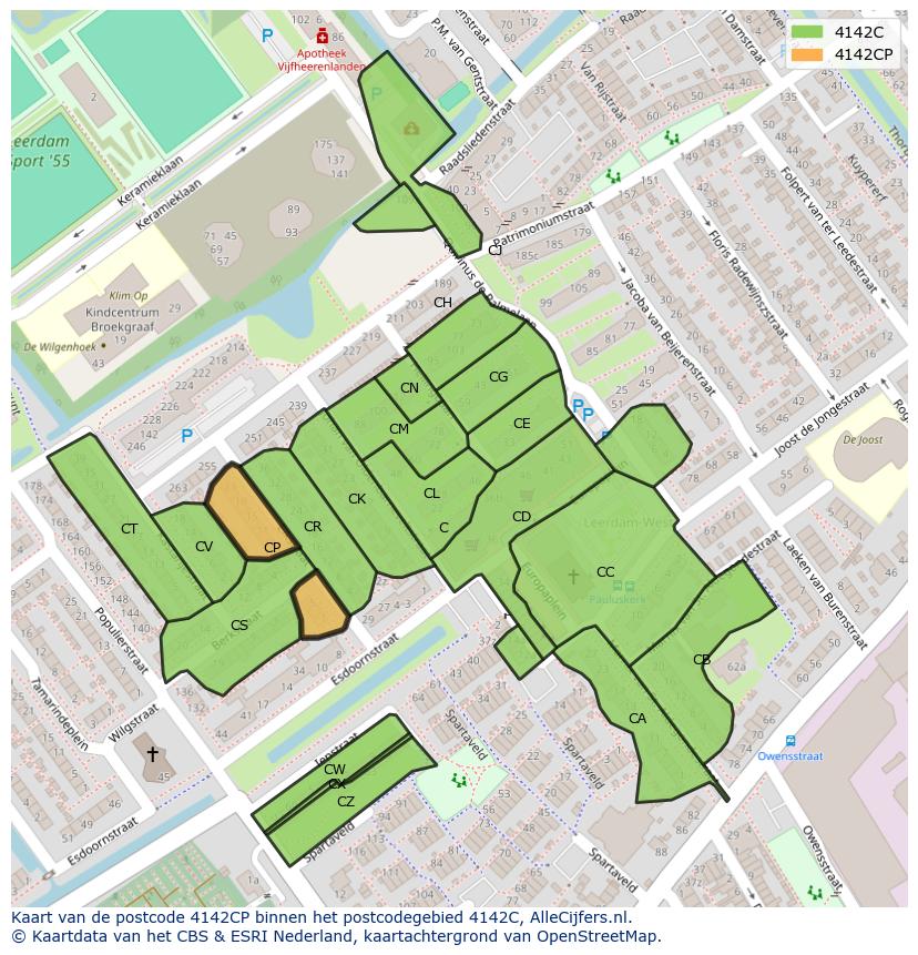 Afbeelding van het postcodegebied 4142 CP op de kaart.