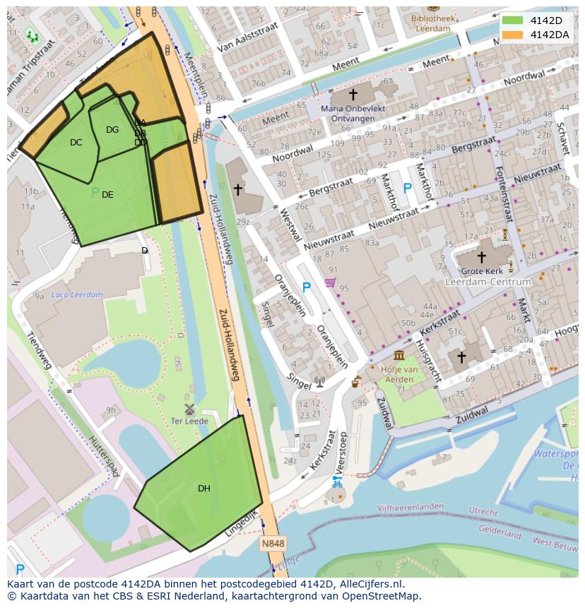 Afbeelding van het postcodegebied 4142 DA op de kaart.