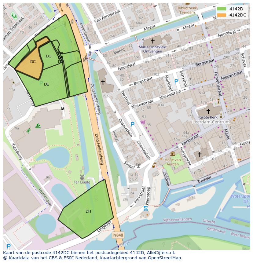 Afbeelding van het postcodegebied 4142 DC op de kaart.