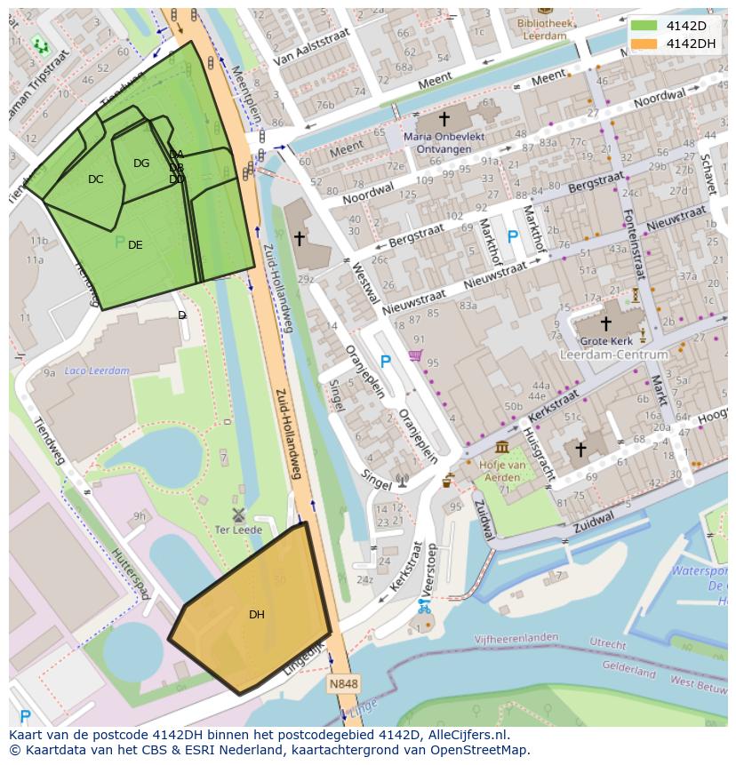 Afbeelding van het postcodegebied 4142 DH op de kaart.