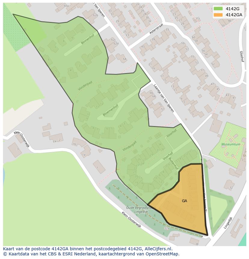 Afbeelding van het postcodegebied 4142 GA op de kaart.