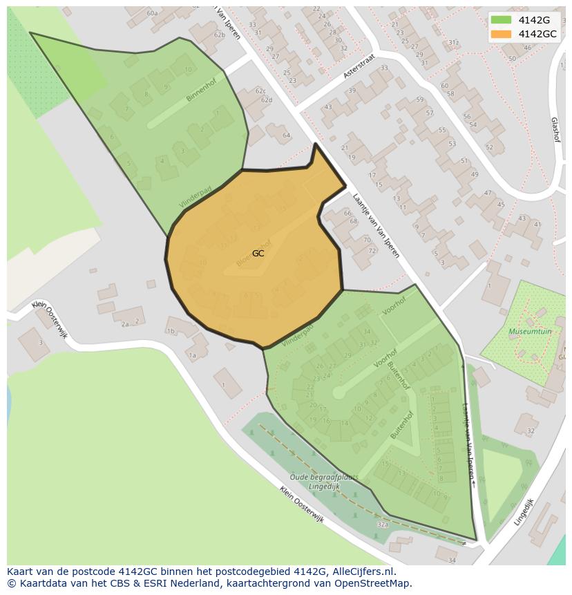 Afbeelding van het postcodegebied 4142 GC op de kaart.