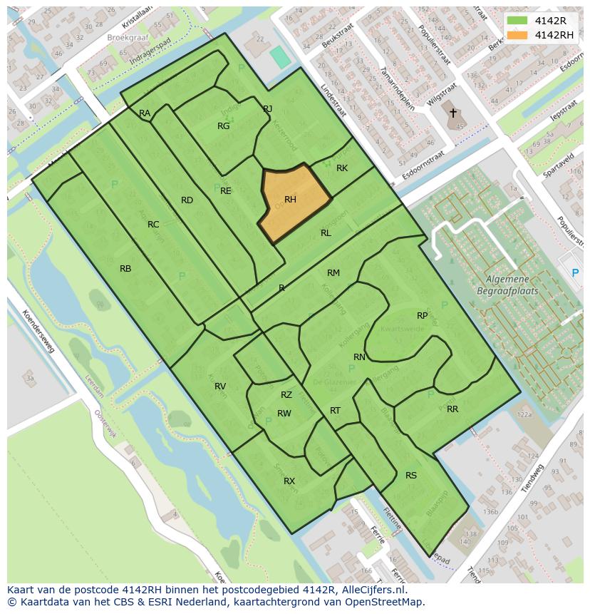 Afbeelding van het postcodegebied 4142 RH op de kaart.