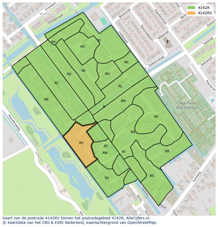 Afbeelding van het postcodegebied 4142 RV op de kaart.