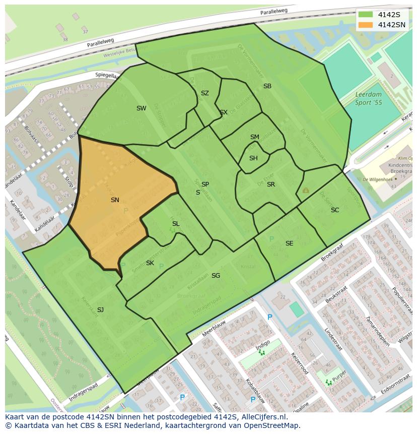 Afbeelding van het postcodegebied 4142 SN op de kaart.