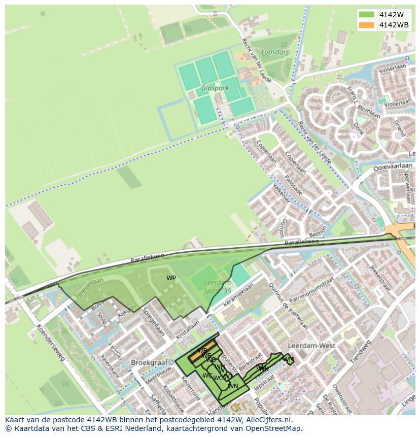 Afbeelding van het postcodegebied 4142 WB op de kaart.