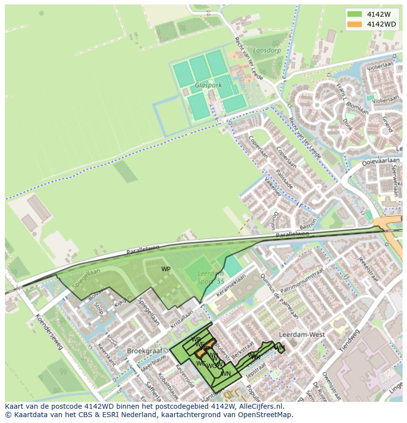 Afbeelding van het postcodegebied 4142 WD op de kaart.