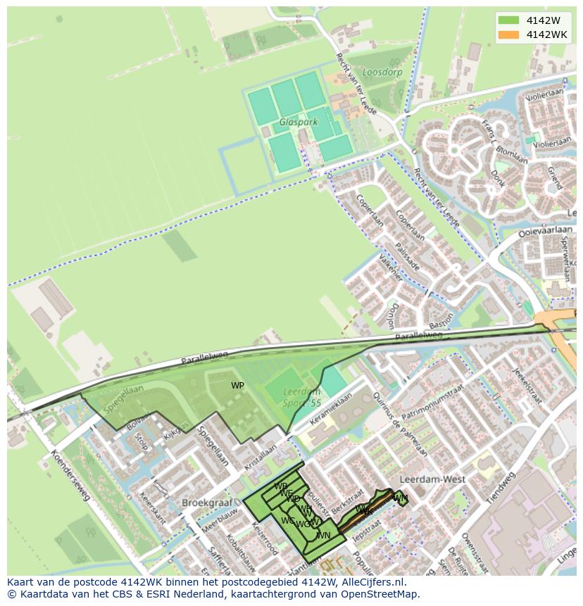 Afbeelding van het postcodegebied 4142 WK op de kaart.