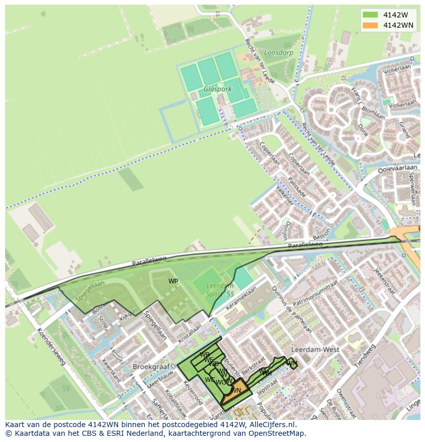 Afbeelding van het postcodegebied 4142 WN op de kaart.