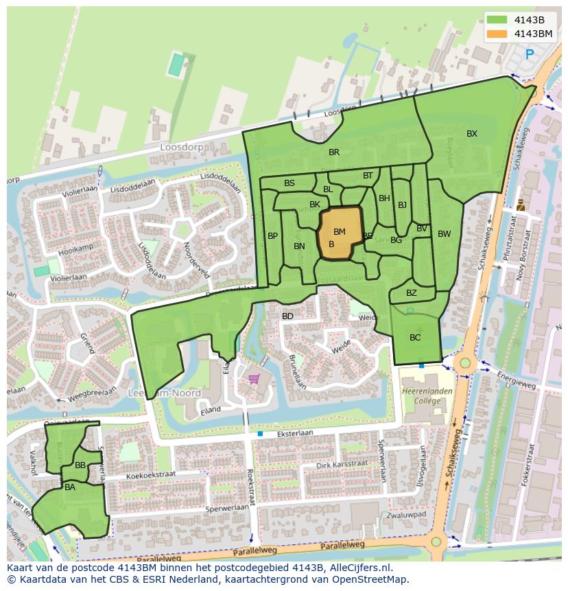 Afbeelding van het postcodegebied 4143 BM op de kaart.
