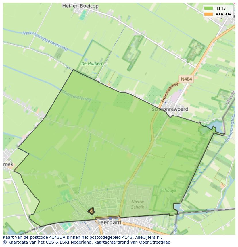 Afbeelding van het postcodegebied 4143 DA op de kaart.