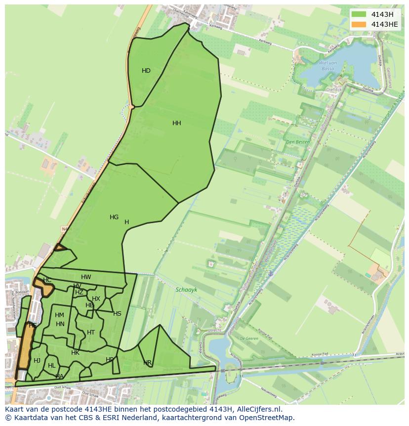 Afbeelding van het postcodegebied 4143 HE op de kaart.