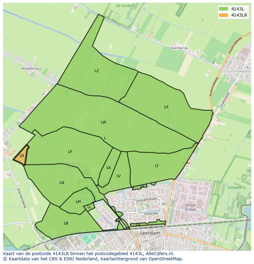 Afbeelding van het postcodegebied 4143 LR op de kaart.