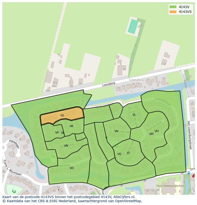 Afbeelding van het postcodegebied 4143 VS op de kaart.