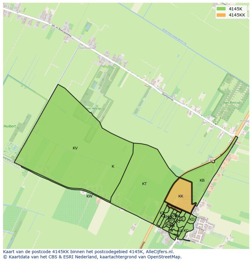 Afbeelding van het postcodegebied 4145 KK op de kaart.